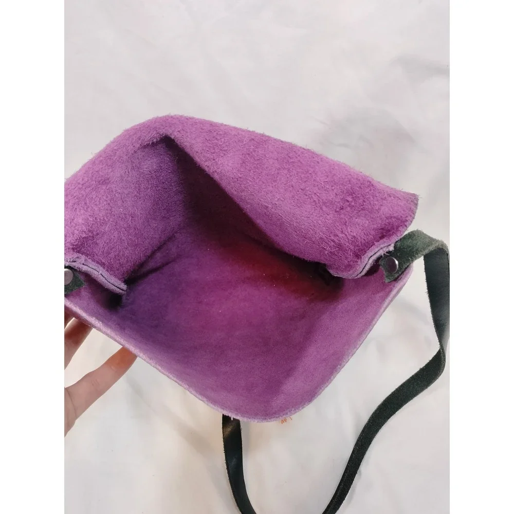 Handmade Purple Textured Leather Crossbody Bag